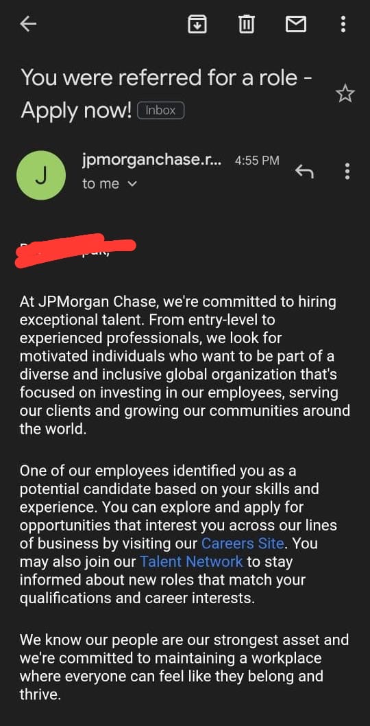 JPMorgan Chase referral