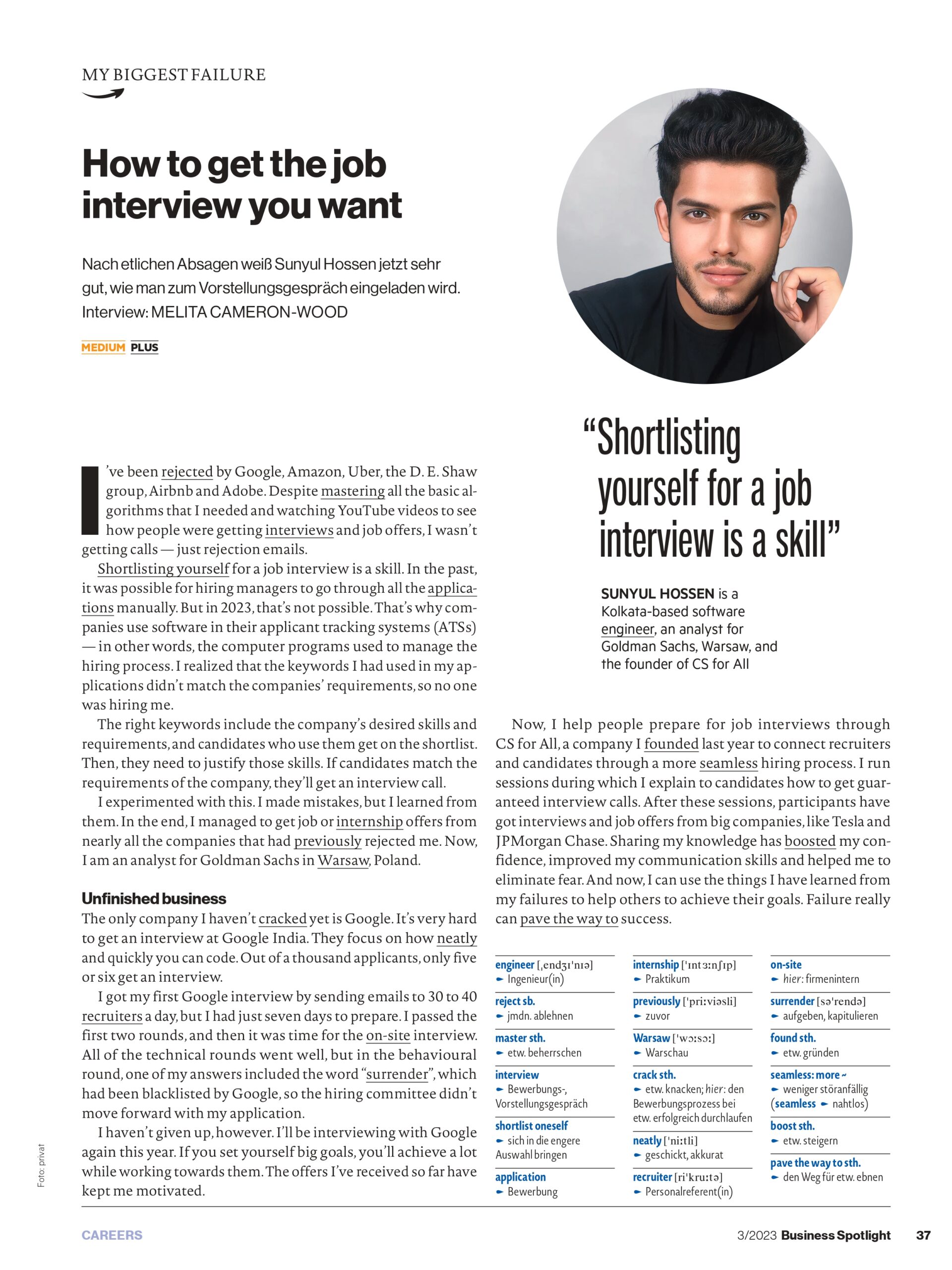 Business Spotlight feature