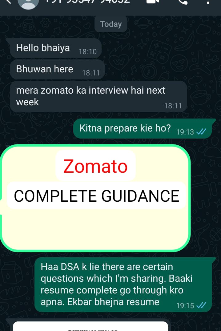 Zomato interview preparation guidance
