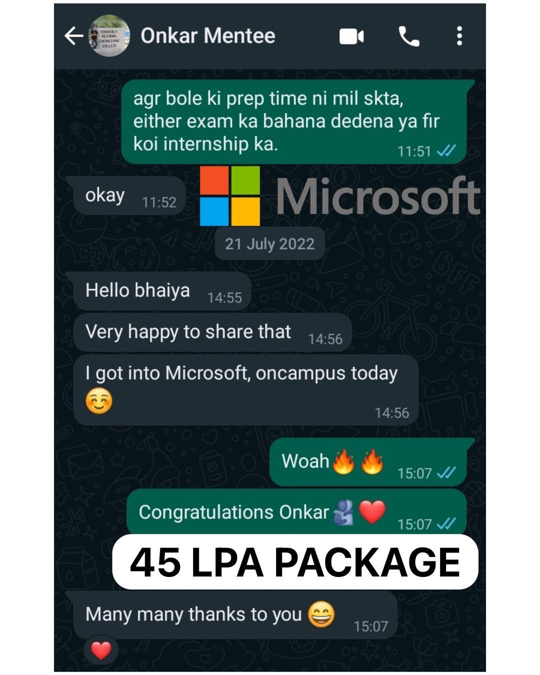 Microsoft — ₹45 LPA