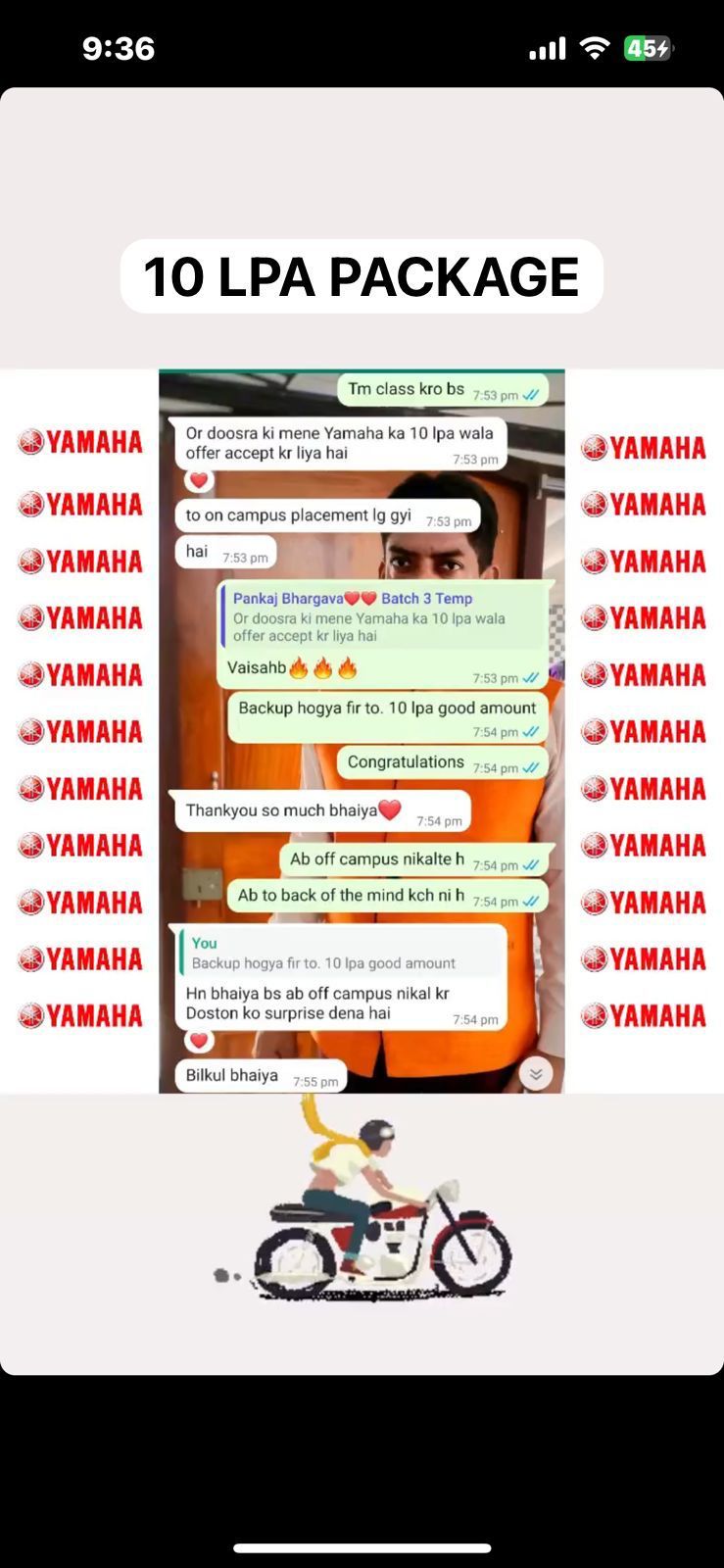 Yamaha — ₹10 LPA