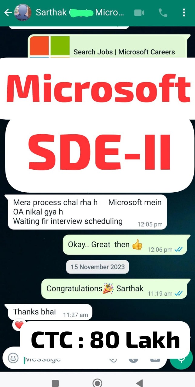 Microsoft Software Engineer II — ₹80 LPA