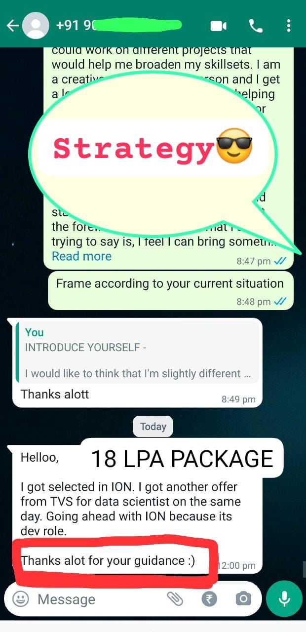 ION interview preparation, ION ₹18 LPA offer and TVS Motors offer