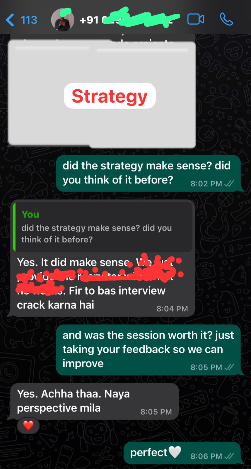 Review of the interview-call strategy session