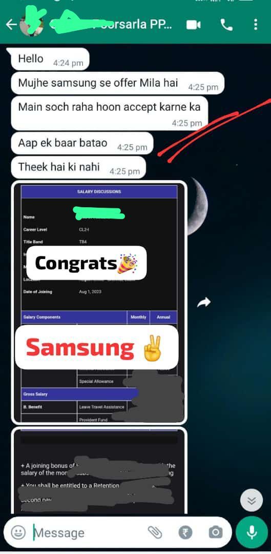 Samsung — ₹20 LPA offer letter