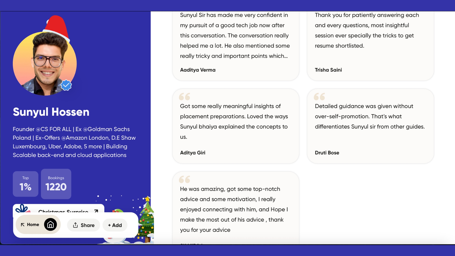 Reviews from 1:1 sessions with Sunyul Hossen — set 3