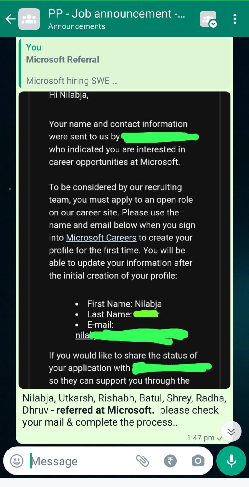 Multiple Microsoft referrals