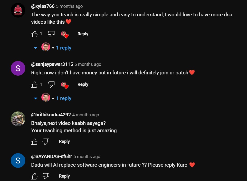 YouTube comments on teaching quality — set 1
