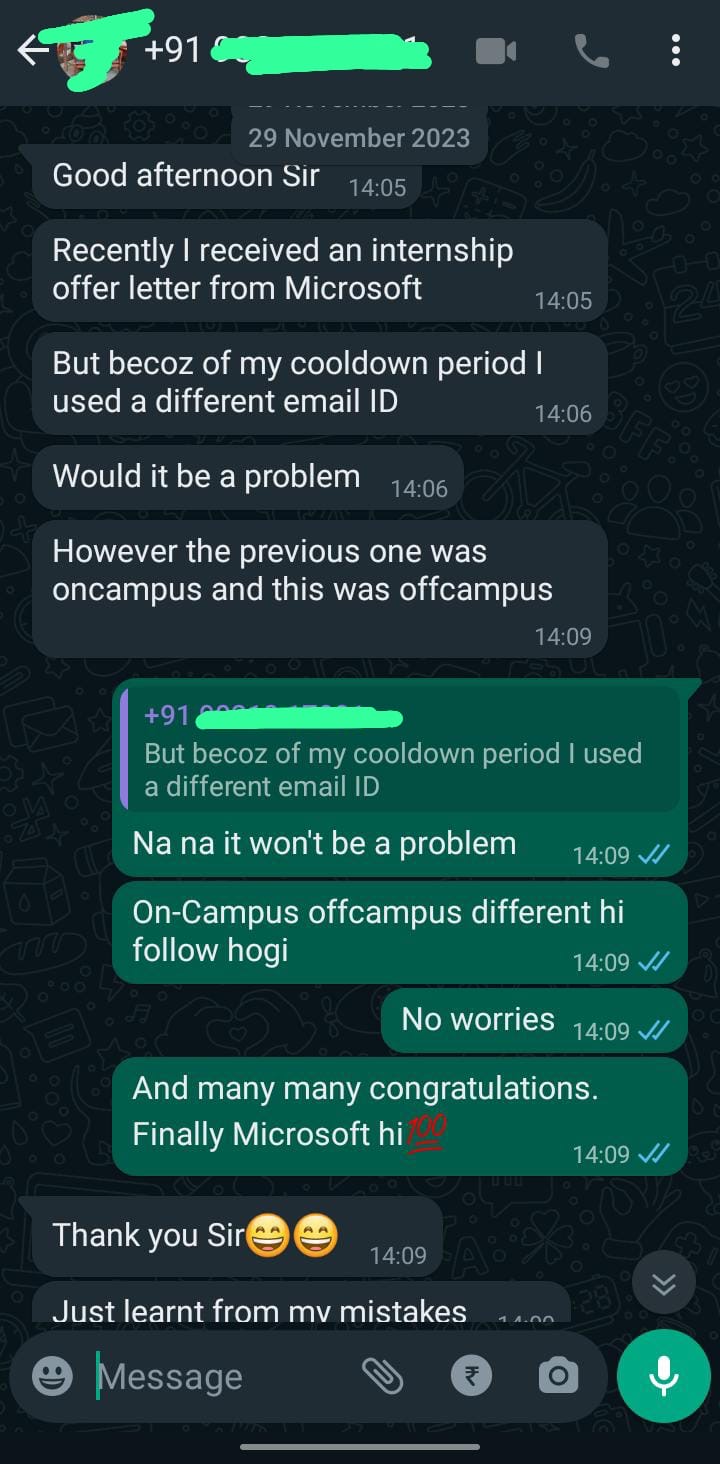 Microsoft off-campus — ₹45 LPA after missing the on-campus opportunity