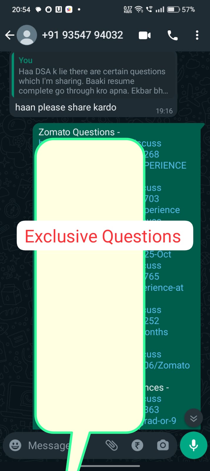 Exact questions shared for Zomato preparation