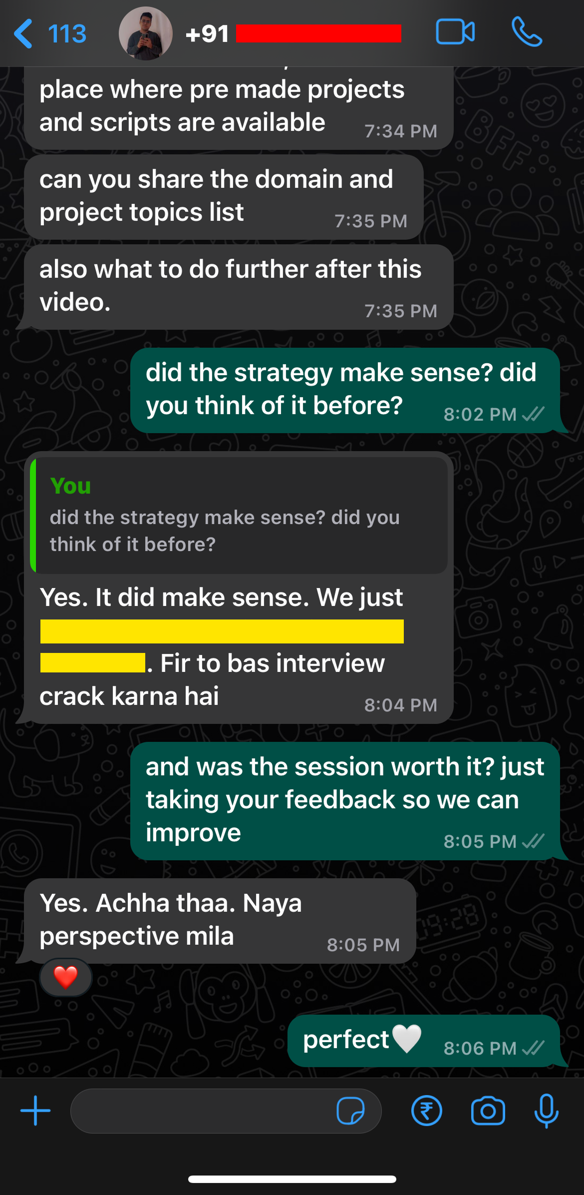 Review of the interview-call strategy and new perspective gained